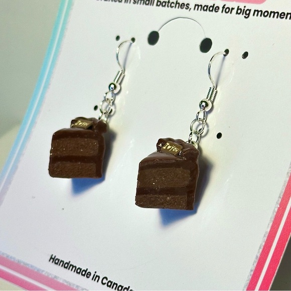 Brown Chocolate Cake Slices(Mini) - Handmade Earrings - Picture 1 of 7